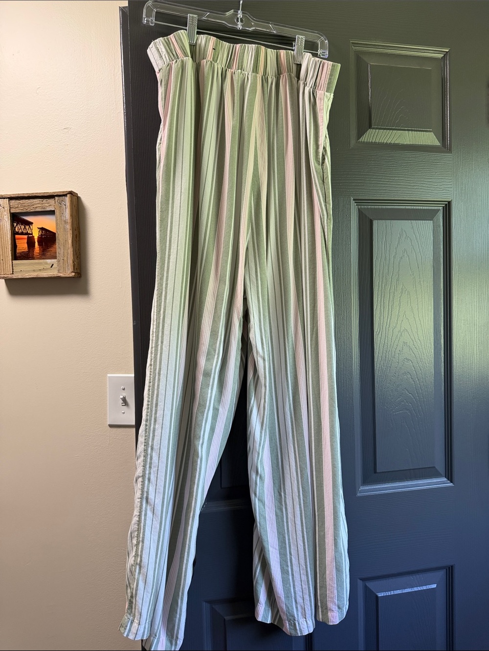 torrid Striped Wide-Leg Women’s Pants - Green & White & Pink - Picture 5 of 5